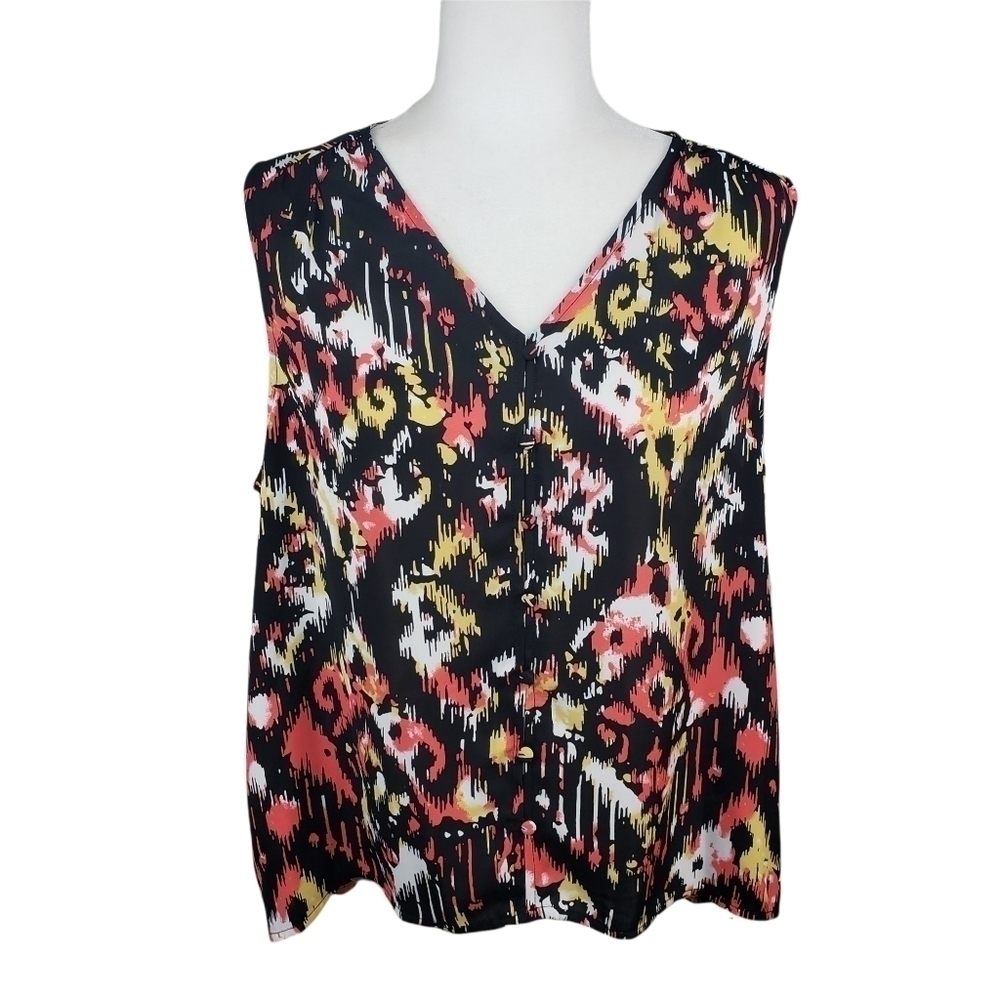 OPHELIA ROE Sleeveless High Low V-Neck Blouse Size L